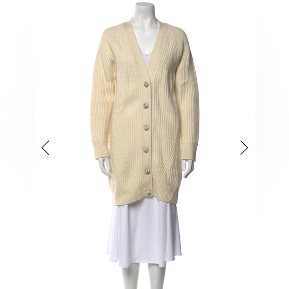 Ganni Cream Crystal Button Oversized Cardigan - Picture 4 of 12